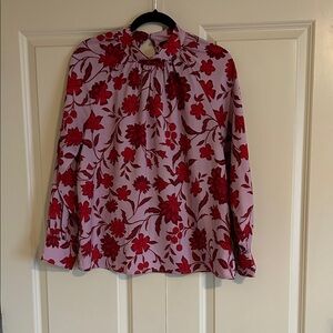 Ann Taylor Red Floral Blouse